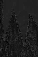 Black Sleeveless Plunging Sipder Stitching Mesh Women's Gothic Party Dress - Product - 5