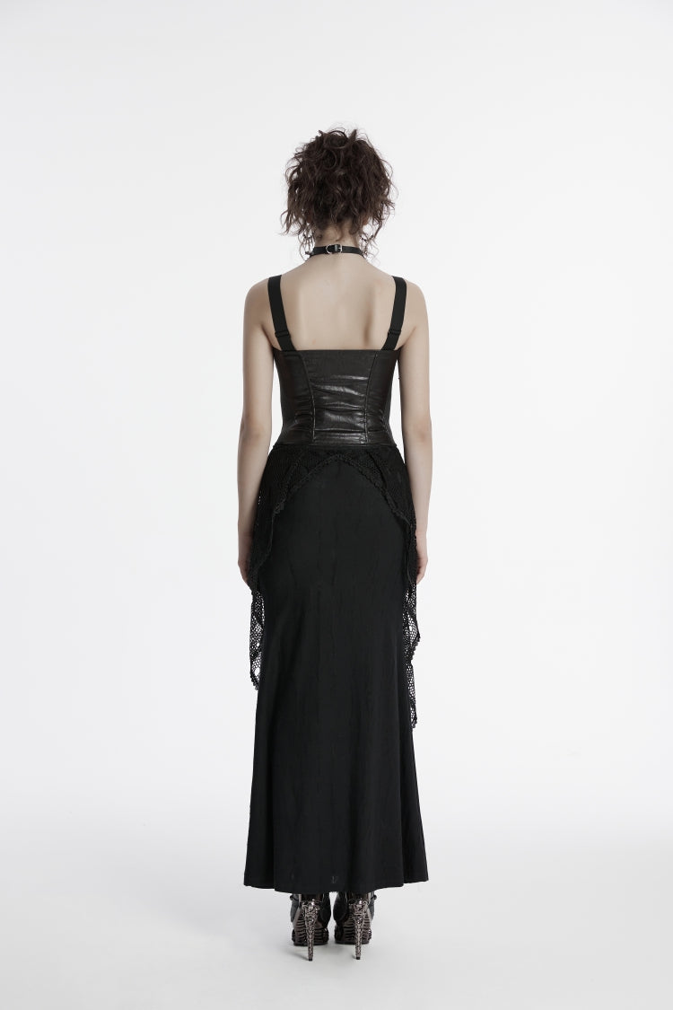 Double-Layered Spliced Mesh Ripped Eyelet Women's Punk Fishtail Skirt - Product - 4