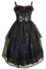 Black Witch Town Print With Veil Gothic Lolita JSK Dress - Product - 8