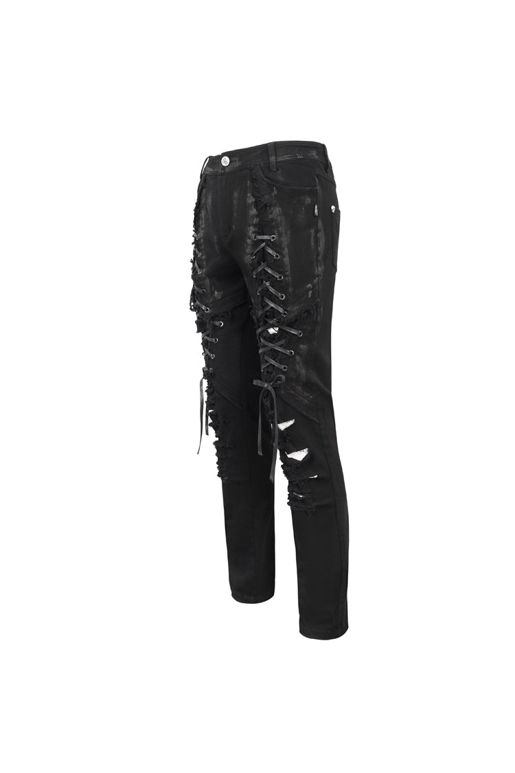 Black Personalities Strappy Distressed Men's Punk Pants - Product - 8