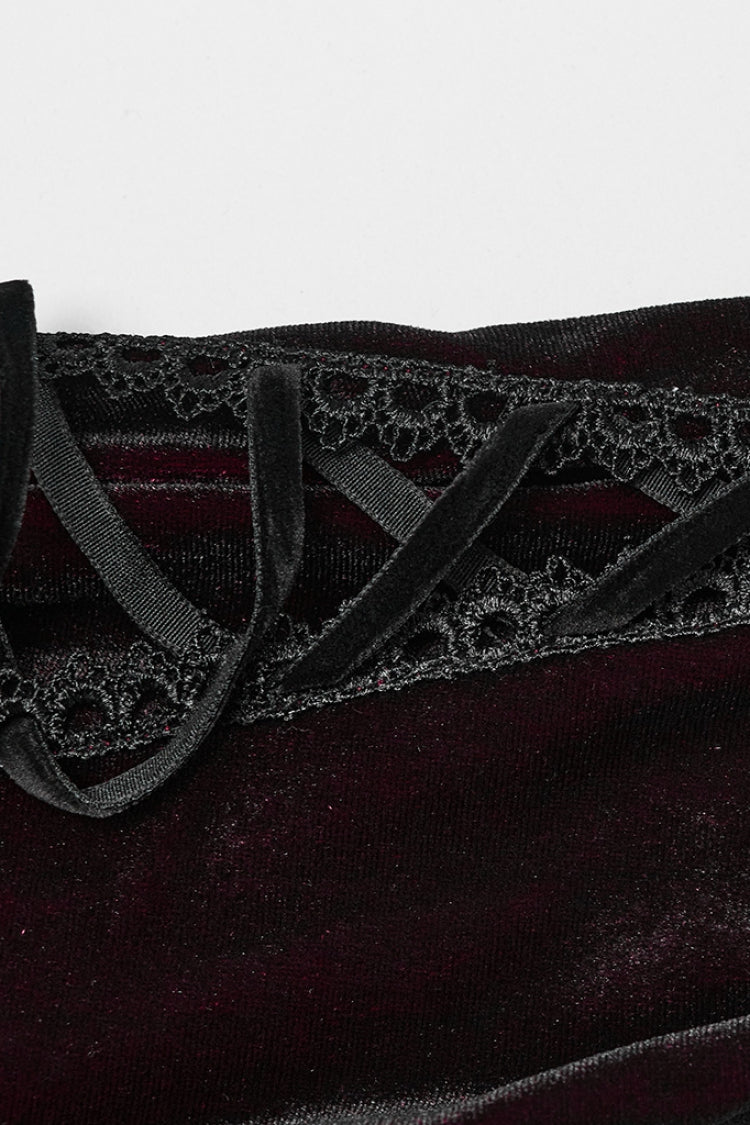 Black/Red Doll Collar Long Sleeves Gradient Embroidery Women's Gothic Prom Dress - Product - 6