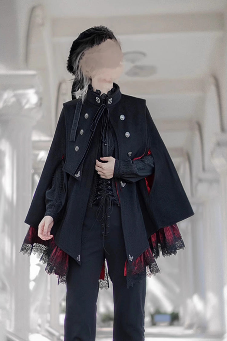 Double-breasted Gothic Prince Handsome Ouji Lolita Cloak Coat 3 Colors - Product - 5