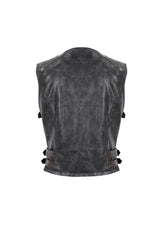 Black Studded Faux Leather Men's Punk Vest - Product - 8