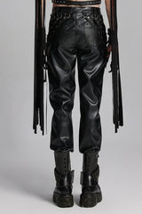 Black Mesh Buckle Strap Men's Punk Pants - Product - 3