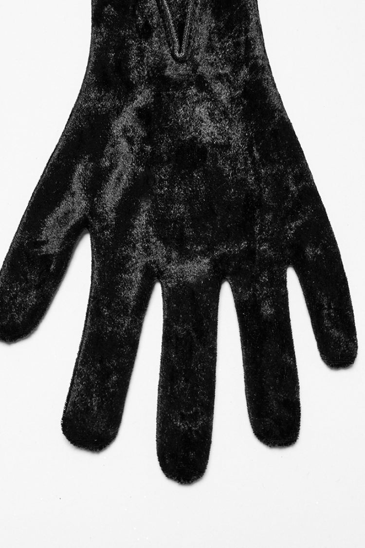 Black Floral Embroidery Lace-Up Women's Gothic Gloves - Product - 6