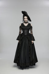 Black Jacquard Lace-Up Slim Women's Gothic Tassels Corset - Product - 2