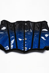 Black/Blue Gradient Patent Leather Women's Gothic Underbust Corset - Product - 5