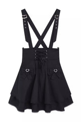 Black Ruffle Bowknot Sweet Jirai Kei Princess Strap Dress - Product - 9