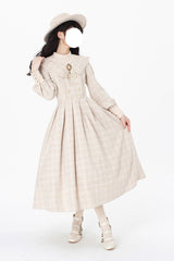 Apricot [Fontainebleau] Long Sleeves Plaid Print Bowknot Elegant Sweet Lolita Dress - Product - 8