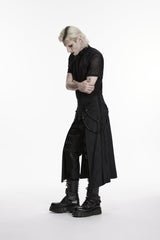 Black Printed Lace-Up Zippered Chain-Decorated Men's Punk Skirt - Product - 4