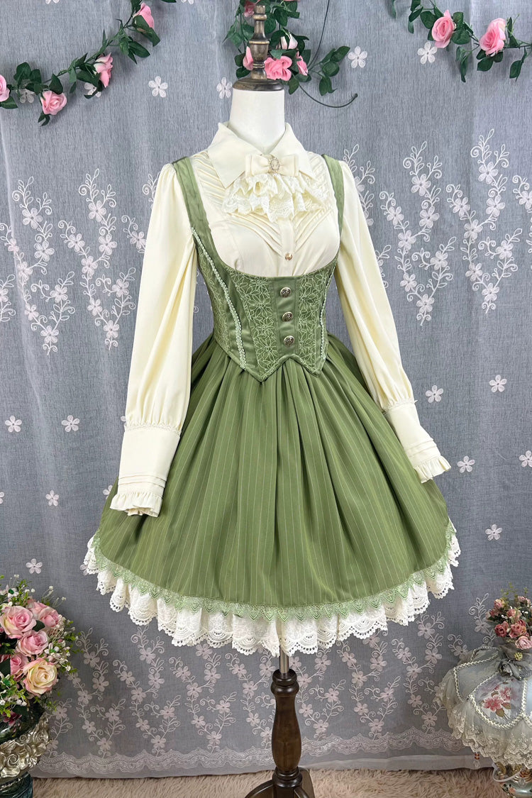 [Dreamlike Realm] Sleeveless Printed Ruffled Embroidered Bustier Elegant Sweet Lolita Jsk Dress 4 Colors - Product - 26