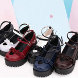 Round Toe Hollow Out Heart Shape Ruffle School Sweet Lolita Shoes - Product - 10