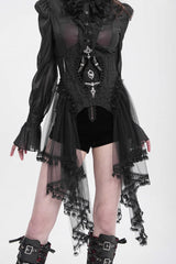 Black Stitching Lace Lace-Up Mesh Women's Gothic Underbust Corset - Product - 3