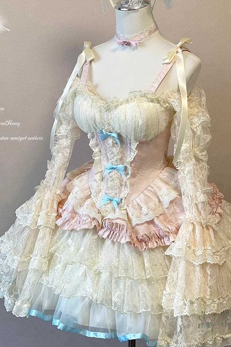 Pink [Dream Girl] Multi-Layered Ruffle Bowknot Lace Ballet Sweet Lolita Dress - Product - 5