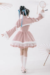 White/Pink Ruffle Cardigan Chinese Style Princess Sweet Lolita Jsk Dress - Product - 7