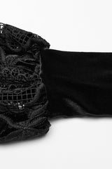Black Long Sleeves Ruffle Floral Embroidery Women's Gothic Blouse - Product - 6