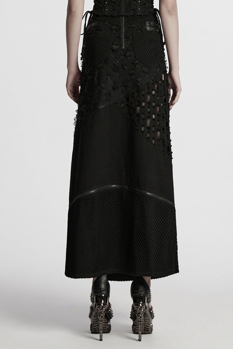Black Ripped Detachable Side Slit Women's Punk Skirt - Product - 3