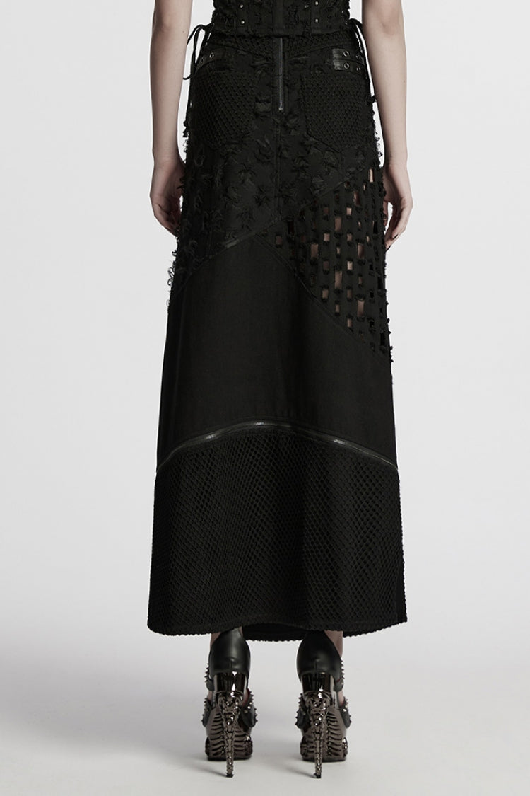 Black Ripped Detachable Side Slit Women's Punk Skirt - Product - 3