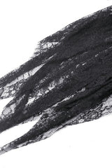 Black Off Shoulder Long Sleeves Women's Gothic Irregular Lace Dress Wedding Dress - Product - 14
