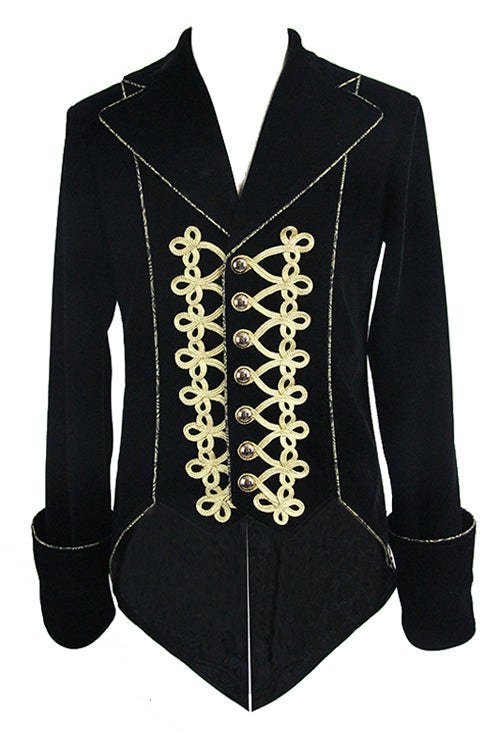 Golden Disc Flowers Hand Embroidered Gothic Mens Coat - Product - 4