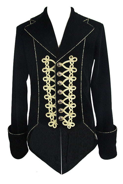 Golden Disc Flowers Hand Embroidered Gothic Mens Coat - Product - 4