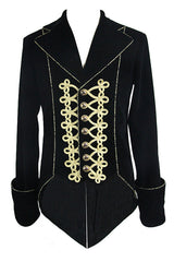 Golden Disc Flowers Hand Embroidered Gothic Mens Coat - Product - 4