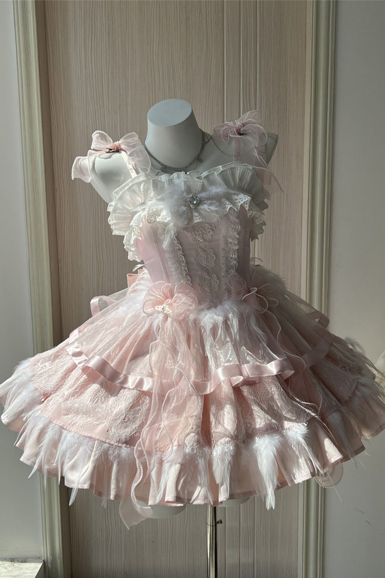 Wings Arrival Multi-layer Ruffle Bowknot Ballet Style Sweet Elegant Lolita Jsk Dress 3 Colors - Product - 7