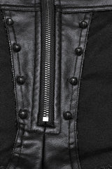 Black Stitching Faux Leather Mesh Studded Women's Punk Shorts - Product - 7