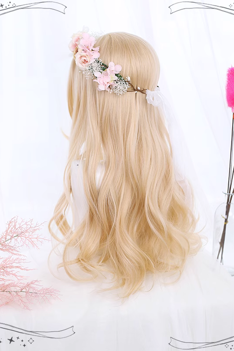 Light Golden Daily Long Curly Hair Sweet Lolita Wigs - Product - 5