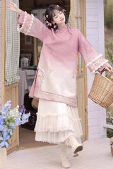 Pink Round Collar High Waisted Embroidery Women's Elegant Hanfu Dress Full Set - Product - 5