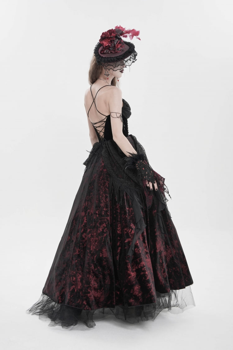 Black/Red Sleeveless Multi-Layered Hanayome Lace Lace-Up Women's Gothic  Wedding Dress Printed Tassels Lace-up Slip Dress - Product - 11