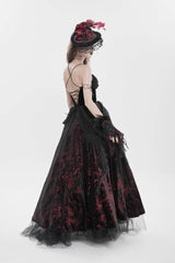 Black/Red Sleeveless Multi-Layered Hanayome Lace Lace-Up Women's Gothic  Wedding Dress Printed Tassels Lace-up Slip Dress - Product - 11