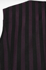 Black/Red V Collar Sleeveless Striped Print Buckle Men's Punk Vest - Product - 7