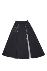 Black [Hymn of the Cross] Long Sleeves Printed Ruffled Asymmetric Chain-Decorated Gothic Jirai Kei Skirt Set - Long Skirt - 12