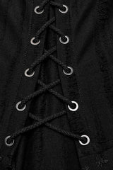 Black Lace-Up Ripped Eyelet Men's Punk Skirt - Product - 3