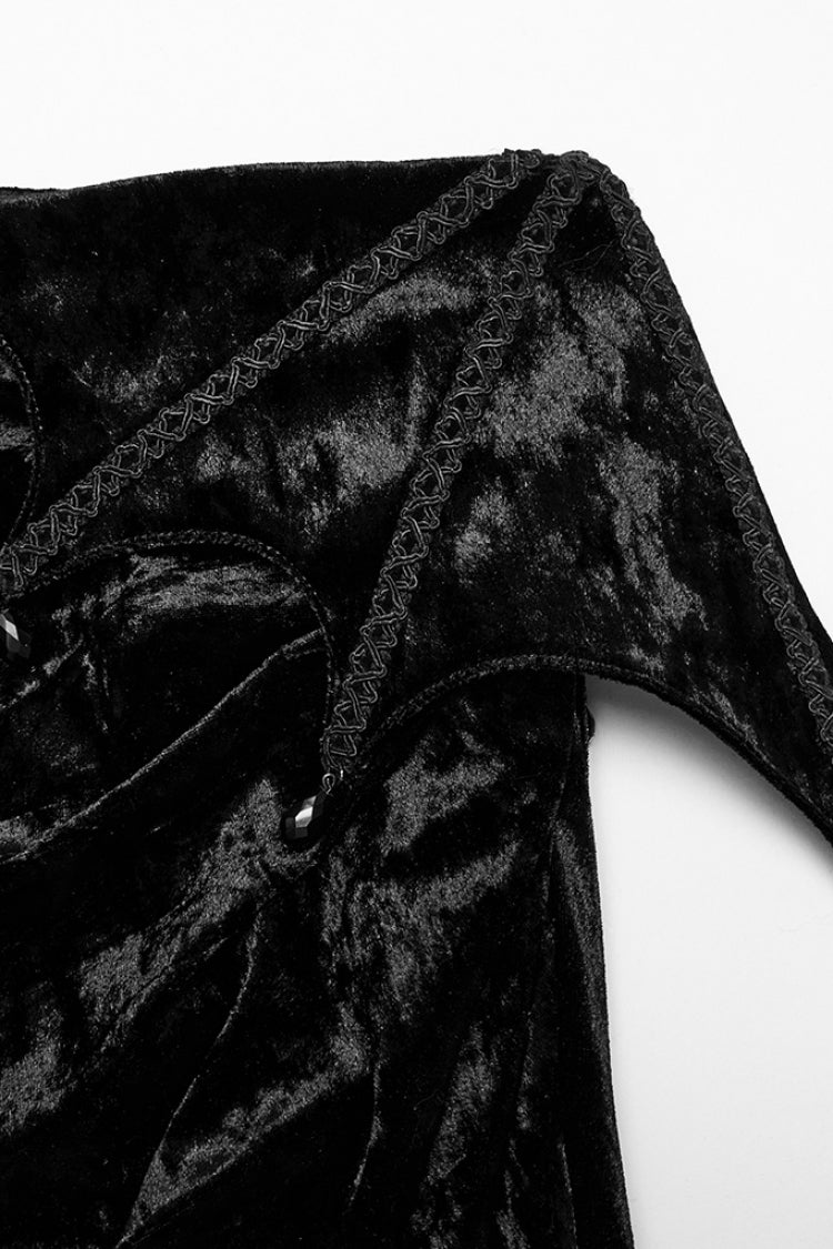 Black Batwing Hollow Embroidery Stitching Lace Women's Gothic Fishtailed Skirt - Product - 5