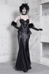 Black [Snake Eye Shadow] Sleeveless Print Stitching Slim Gothic Lolita Jsk Dress - Black - 1