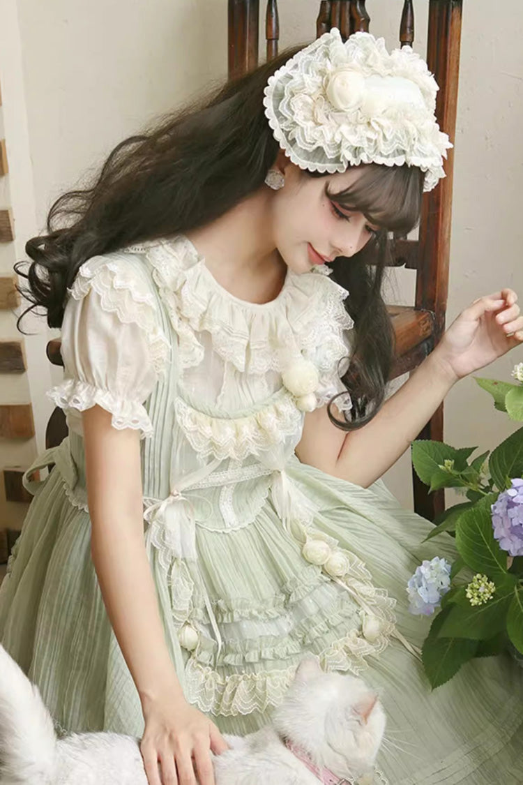 Green Doll Window Ruffle Sweet Lolita Jsk Tiered Dress - Product - 7