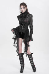 Black Stitching Lace Lace-Up Mesh Women's Gothic Underbust Corset - Product - 10