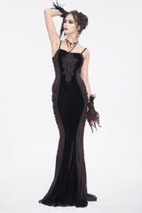 Black/Red High Waisted Embroidery Women's Gothic Dress - Product - 2
