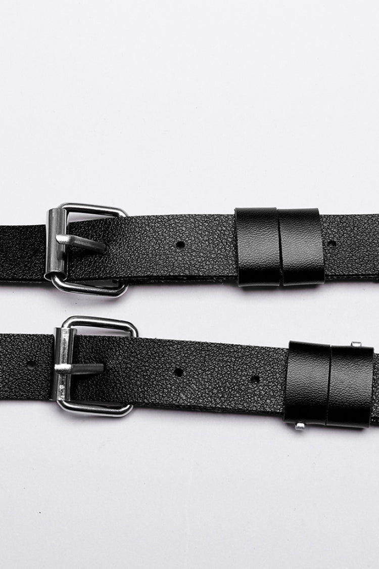Black Adjustable Faux Leather Waist and Leg Men's Steampunk Harness - Product - 7