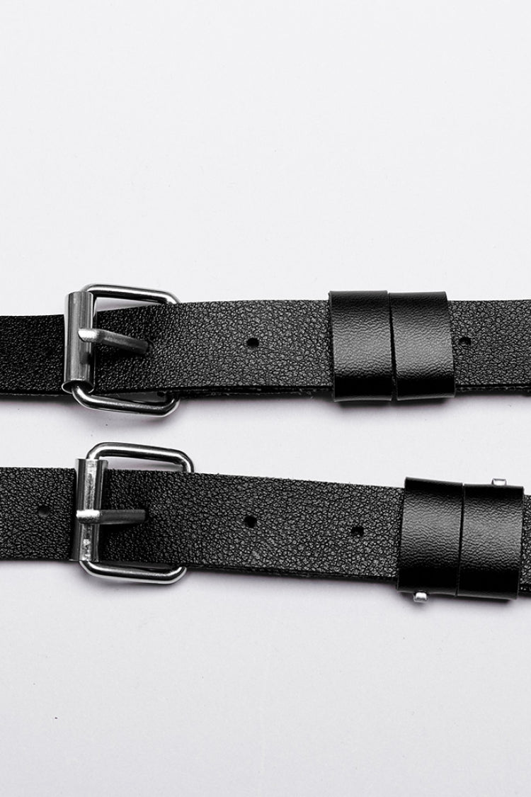 Black Adjustable Faux Leather Waist and Leg Men's Steampunk Harness - Product - 7