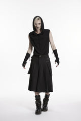 Black Buckled Big Pockets Pleated Men's Punk Pants - Product - 6