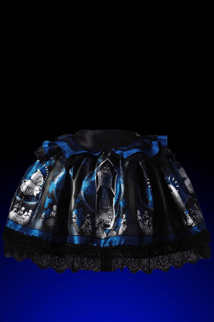 Blue [Dark Moon Corridor] Print Embroidery Gothic Lolita Dress Skirt - Product - 3