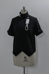 Black Functional Style Stand Collar Short Sleeves Ouji Fashion Prince Handsome Lolita Blouse - Product - 3