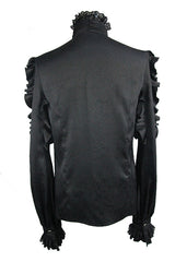 Black Vampire Ruffled Sleeves Mens Gothic Blouse - Product - 6