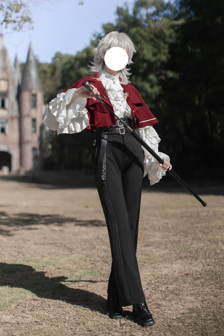 Black [Day and Night Song] Long Sleeves Ruffle Ouji Gothic Lolita Skirt Blouse - Product - 18