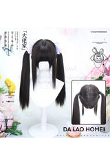 Black/Brown Secondary Long Straight Double Ponytail Sweet Lolita Wigs - Product - 4