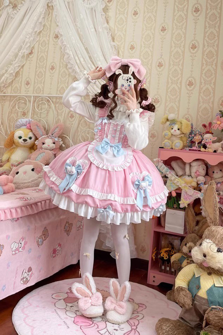 Cute Party Multi-layer Ruffle Bowknot Sweet Princess Lolita Jsk Dress 2 Colors - Product - 4