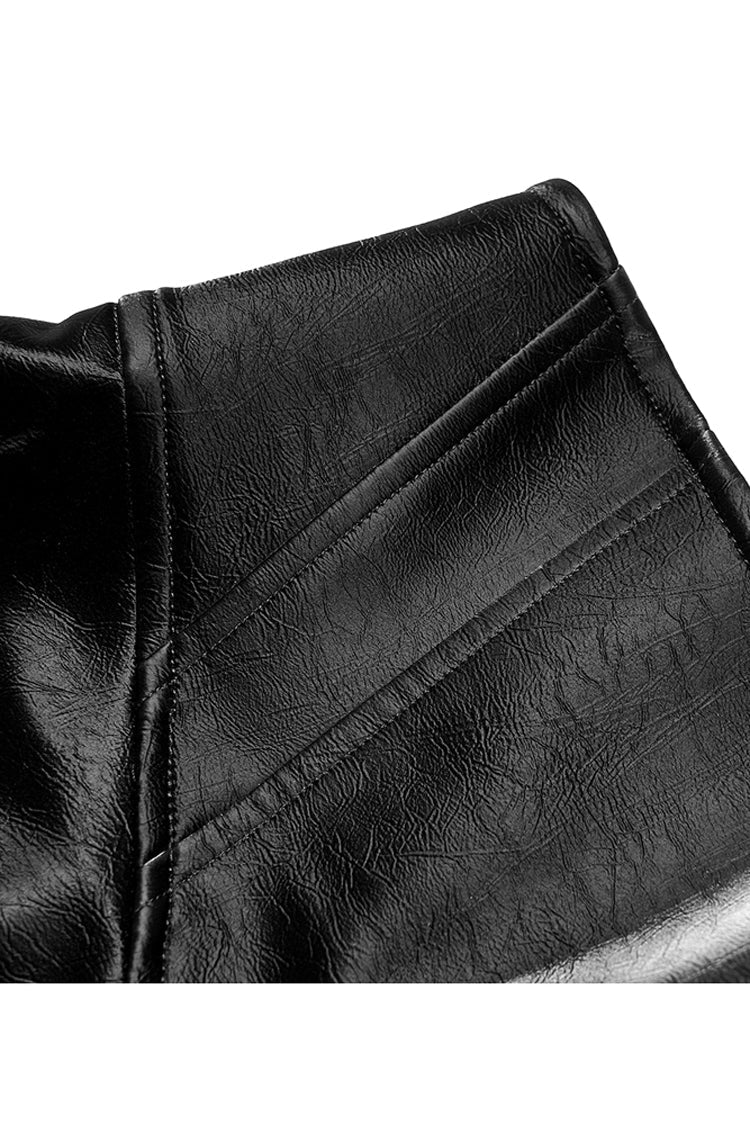 Black Glossy Cortex Waist Seal Square Hem High Waist Women's Gothic Skirt - Product - 9